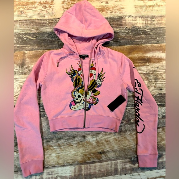 Ed Hardy Flying Skull Pant Set, Pink w/ Tiger Design, Women’s Med! - Picture 1 of 15